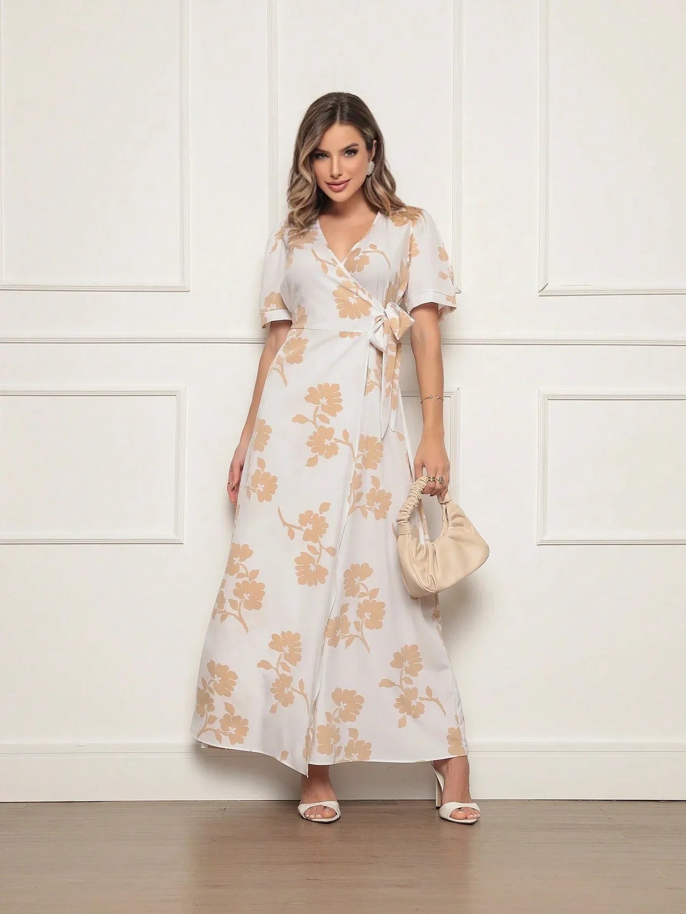Vestido Longo Estampado Com Detalhe Transpassado Vanessa