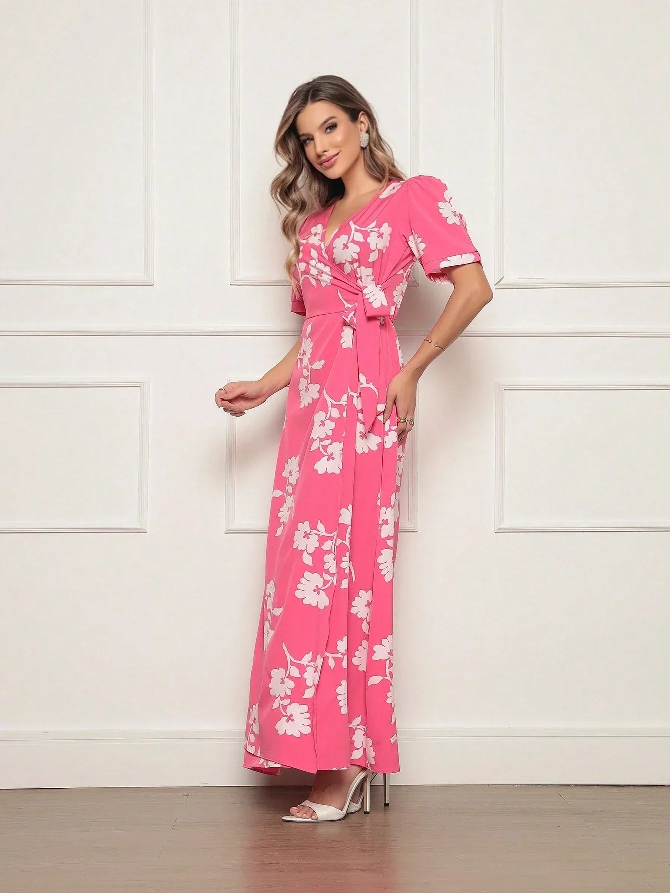 Vestido Longo Estampado Com Detalhe Transpassado Vanessa