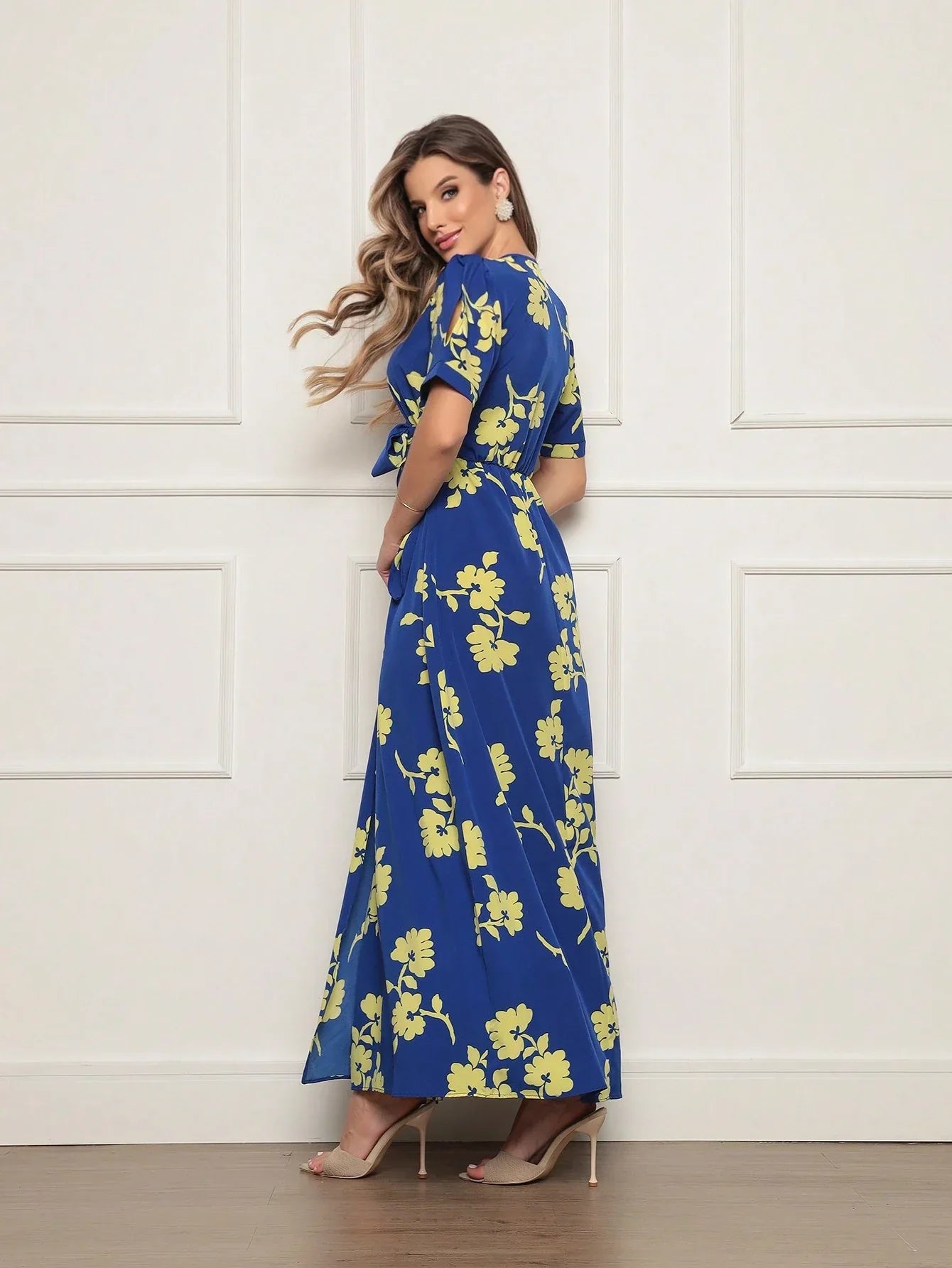 Vestido Longo Estampado Com Detalhe Transpassado Vanessa
