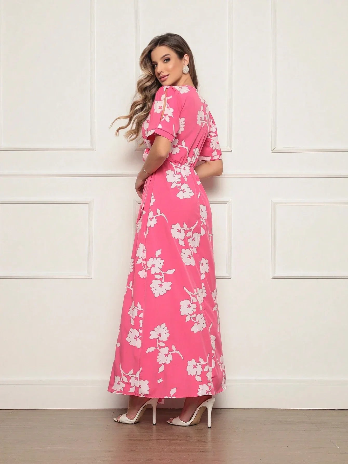 Vestido Longo Estampado Com Detalhe Transpassado Vanessa