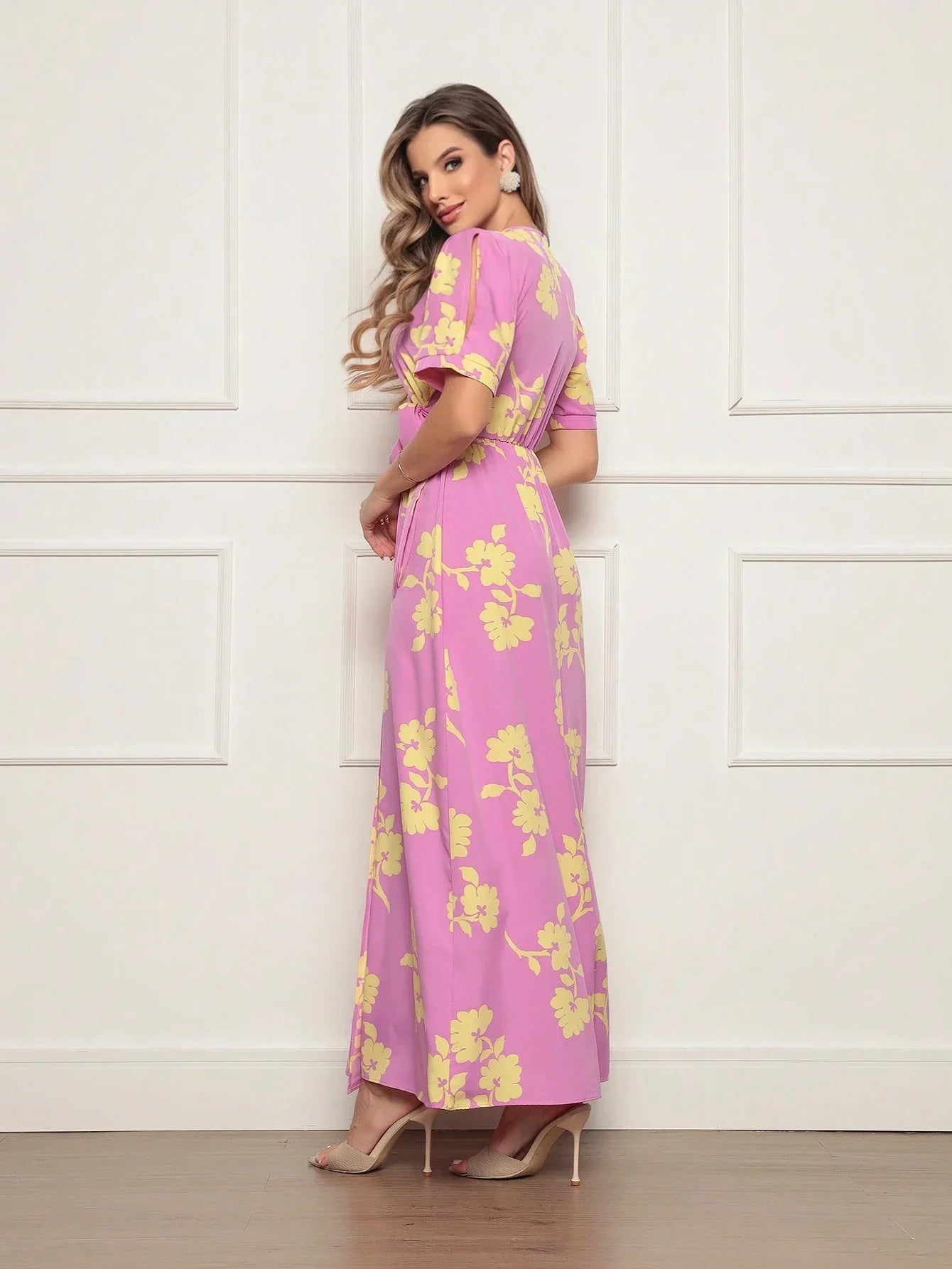 Vestido Longo Estampado Com Detalhe Transpassado Vanessa