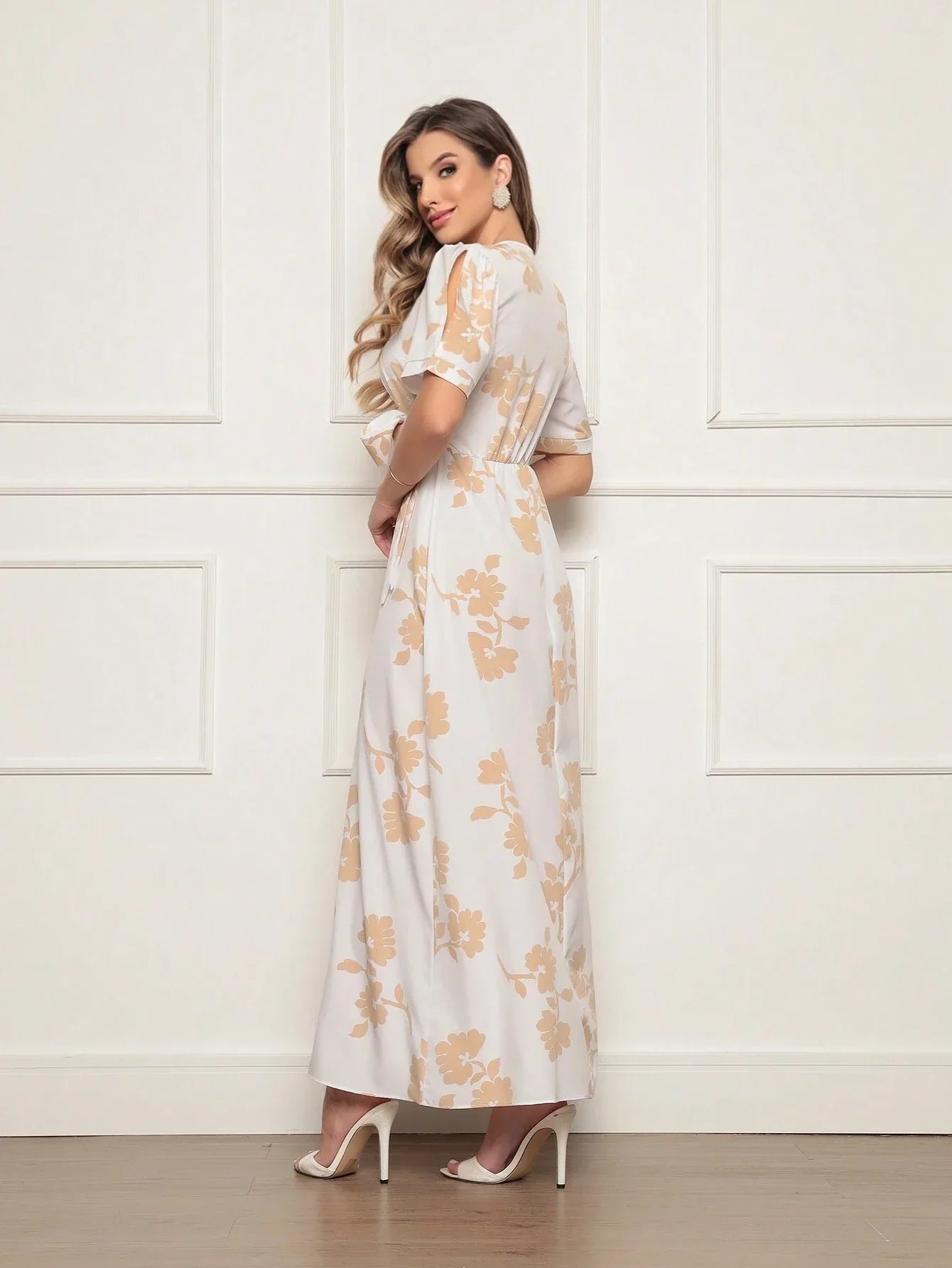 Vestido Longo Estampado Com Detalhe Transpassado Vanessa