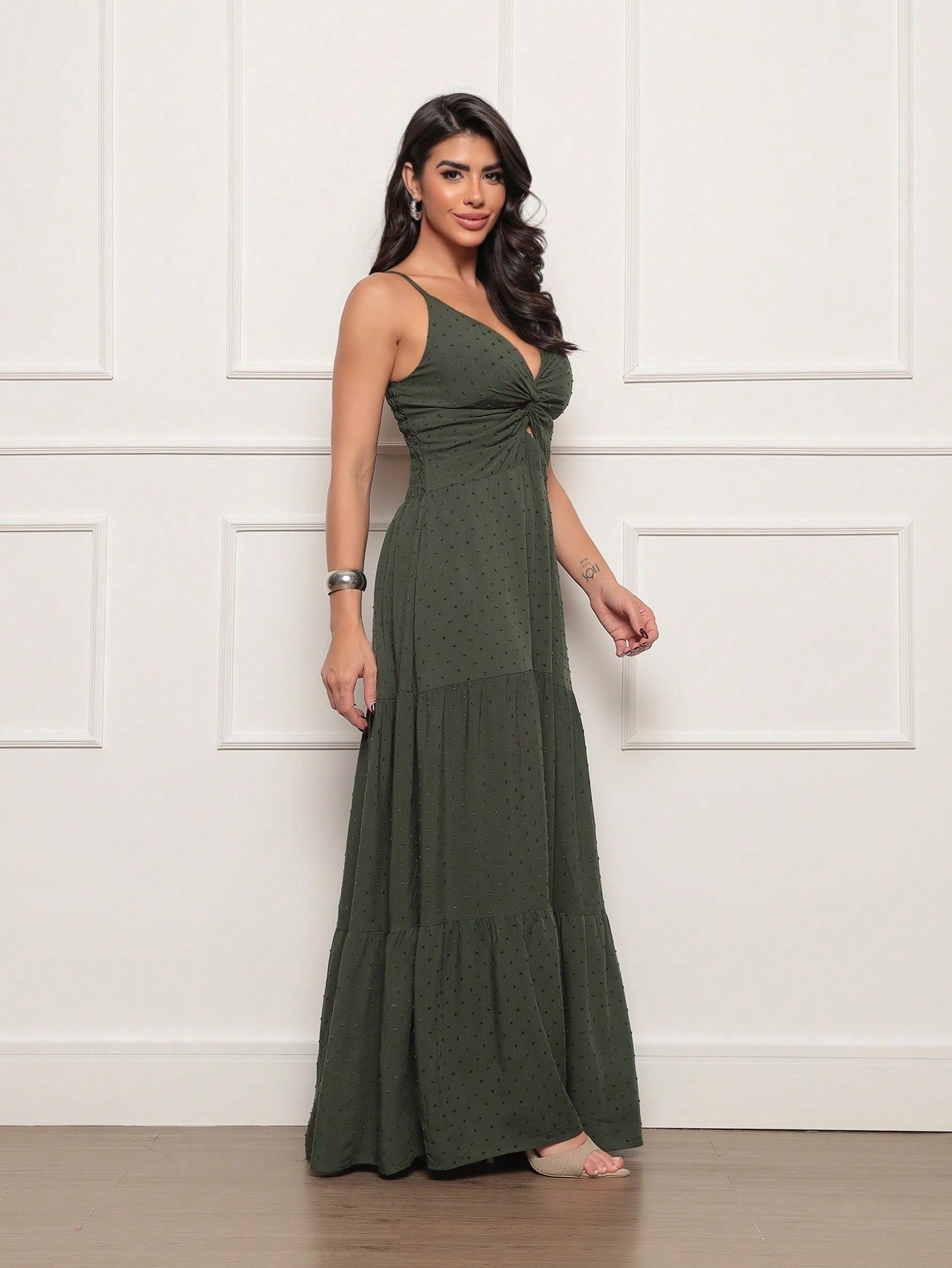 Vestido Longo Pipoca Layla Verde Militar / P Vestidos Maxi Femininos