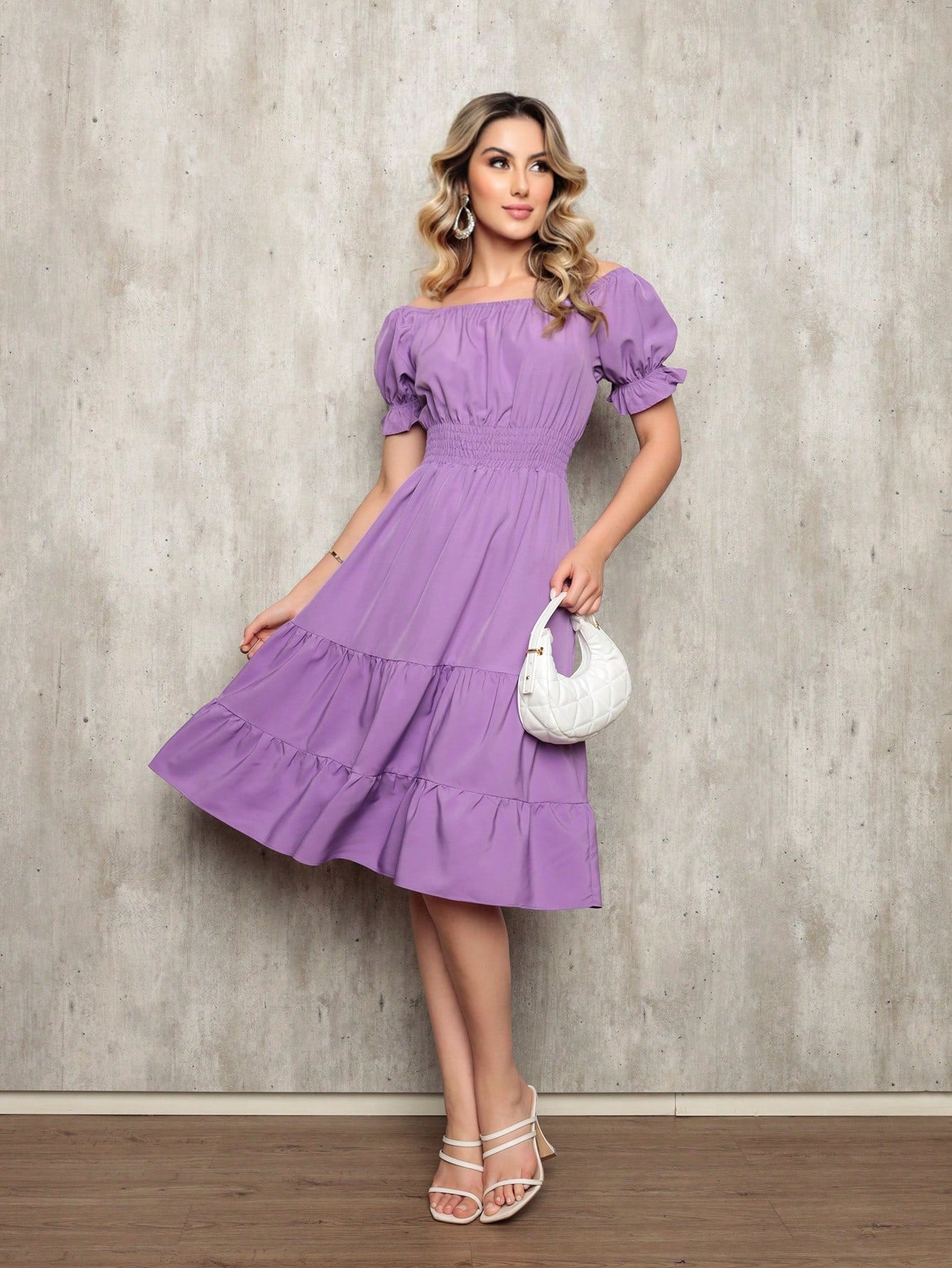 Vestido Midi Curto Larissa Lavanda / P Vestidos Midi Femininos