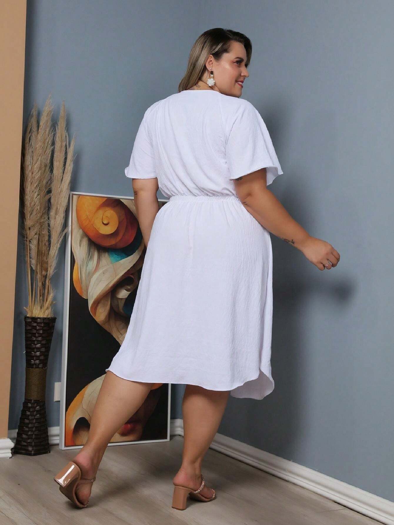 Vestido Com Manga Esvoaçante E Cinto De Amarração Bárbara