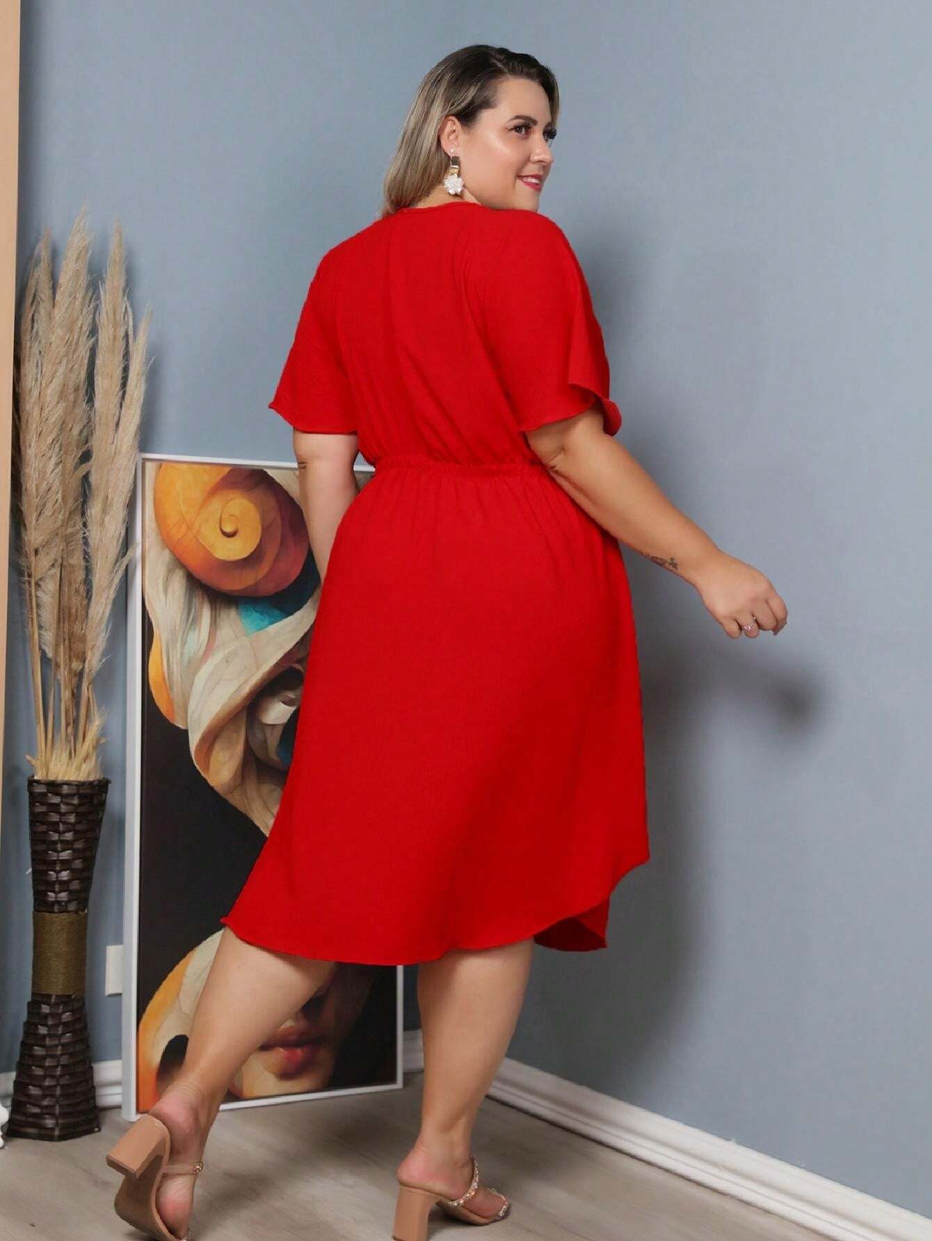 Vestido Com Manga Esvoaçante E Cinto De Amarração Bárbara
