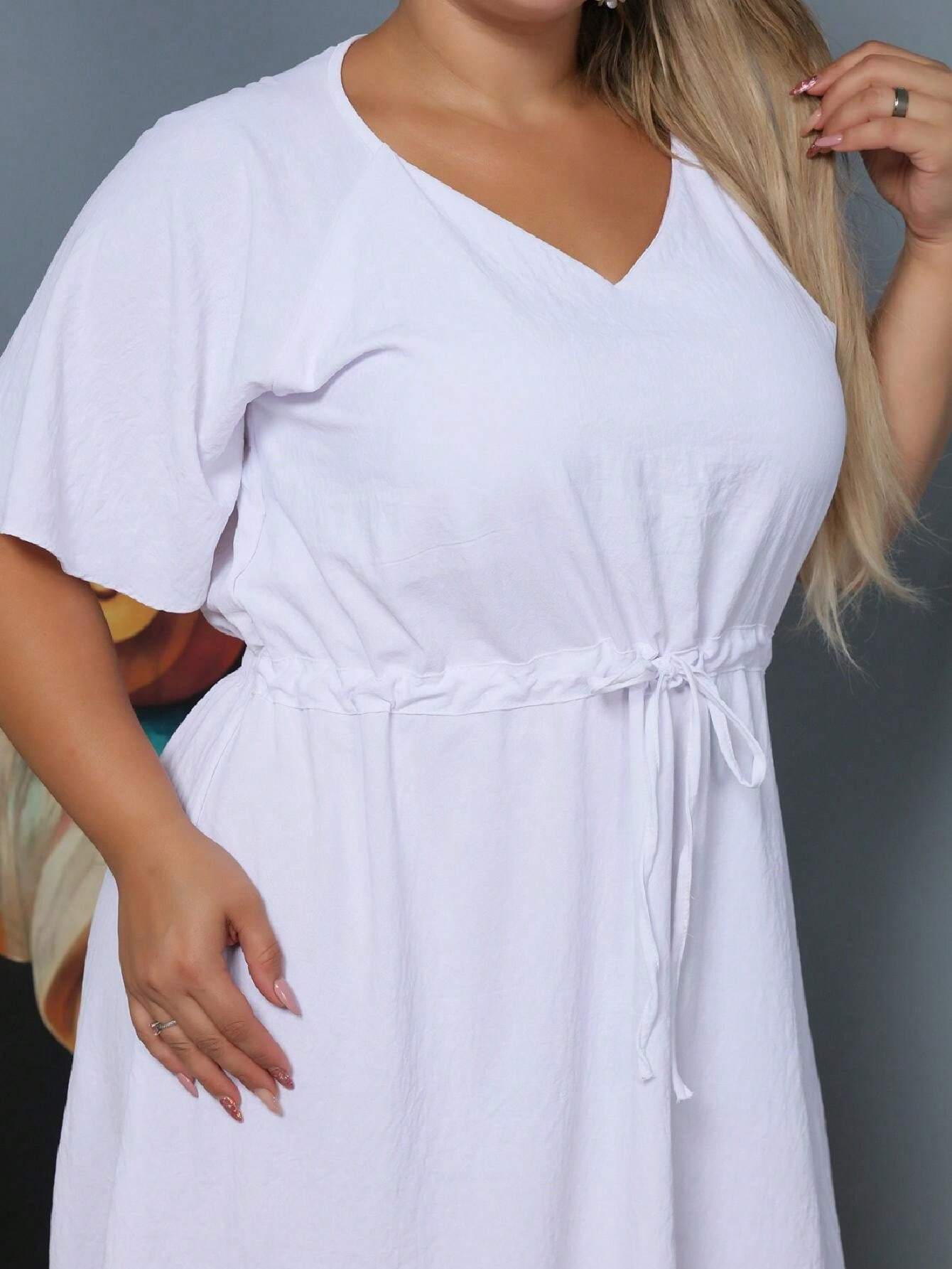 Vestido Com Manga Esvoaçante E Cinto De Amarração Bárbara