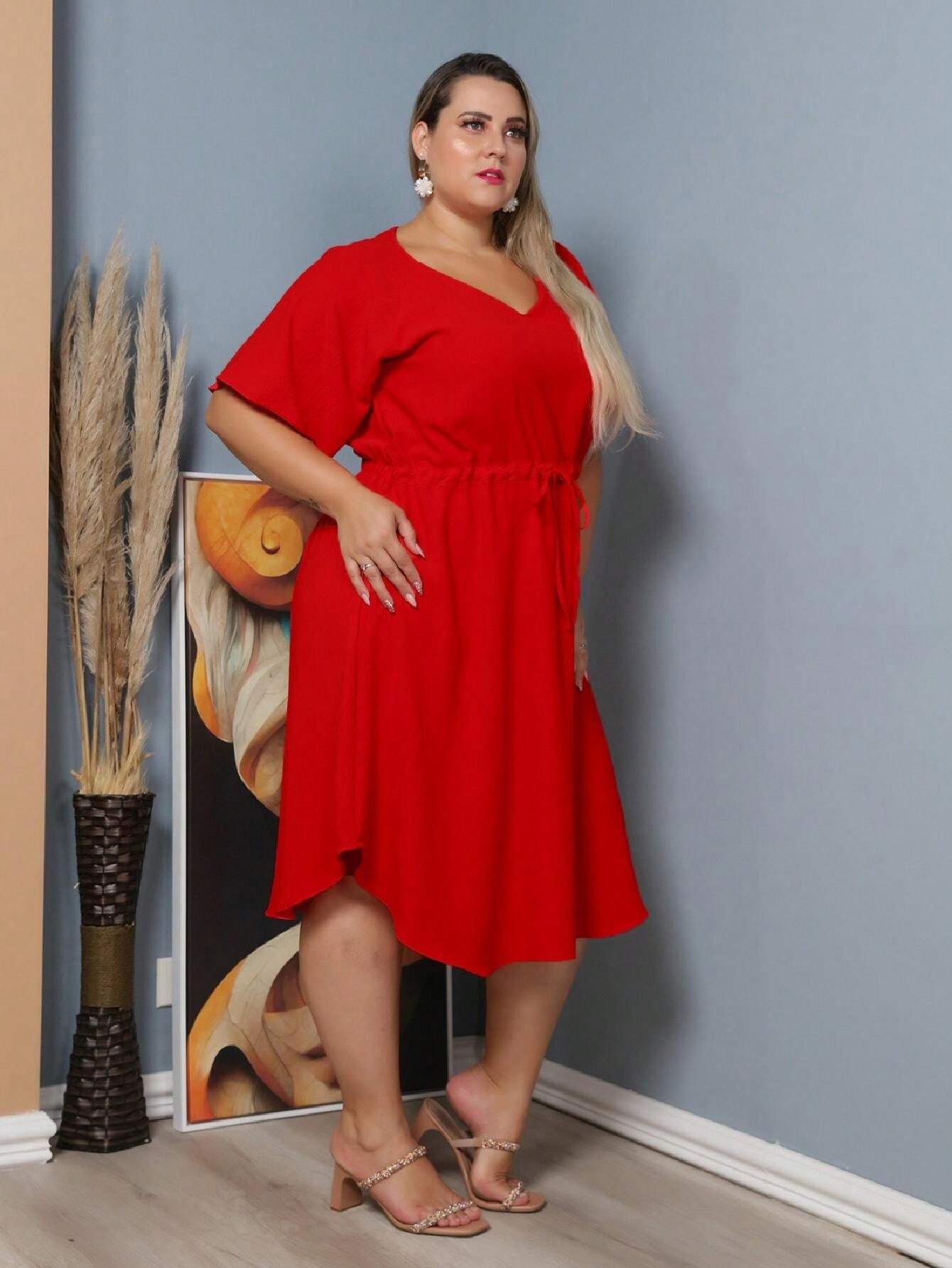 Vestido Com Manga Esvoaçante E Cinto De Amarração Bárbara