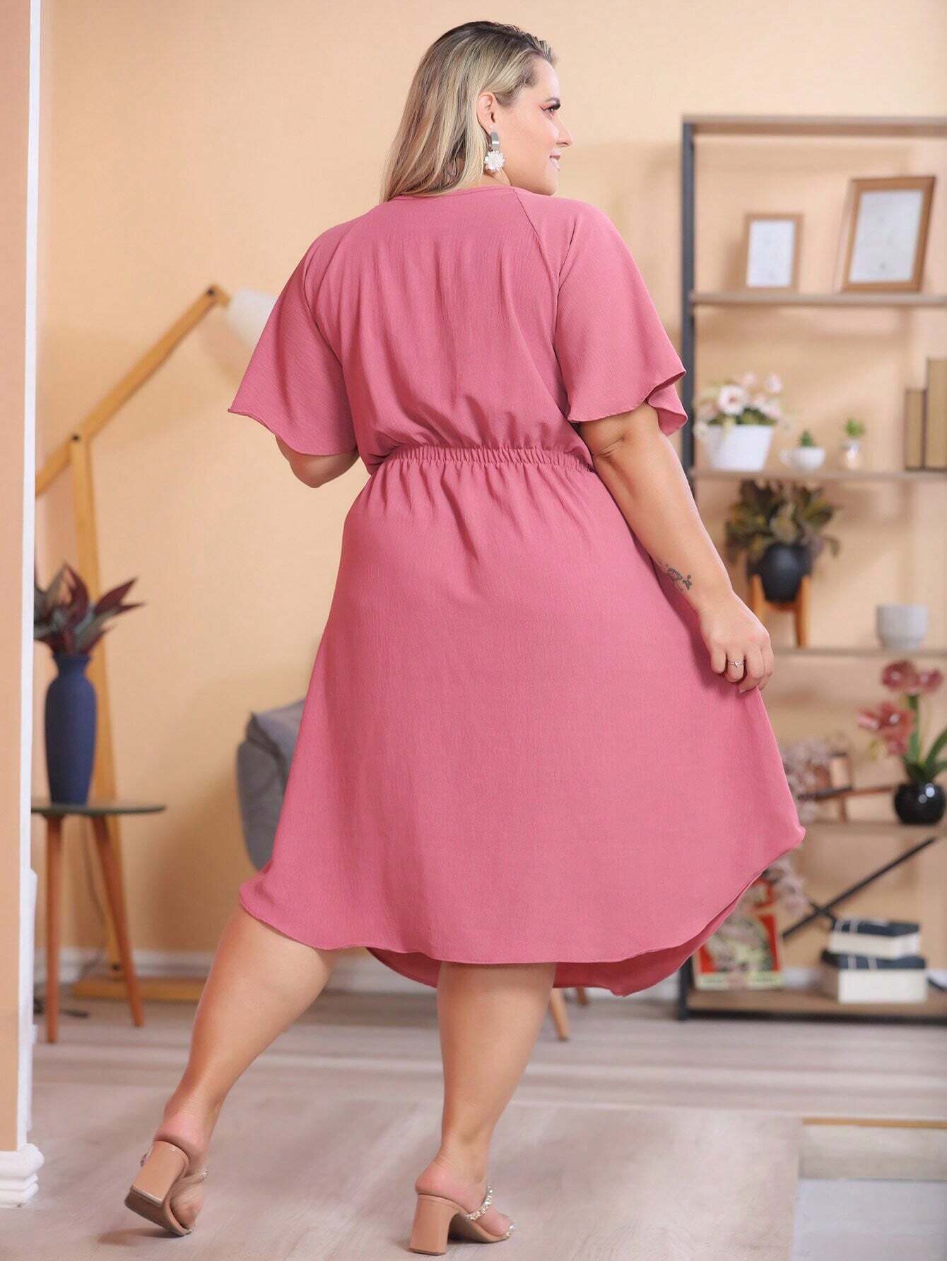 Vestido Com Manga Esvoaçante E Cinto De Amarração Bárbara