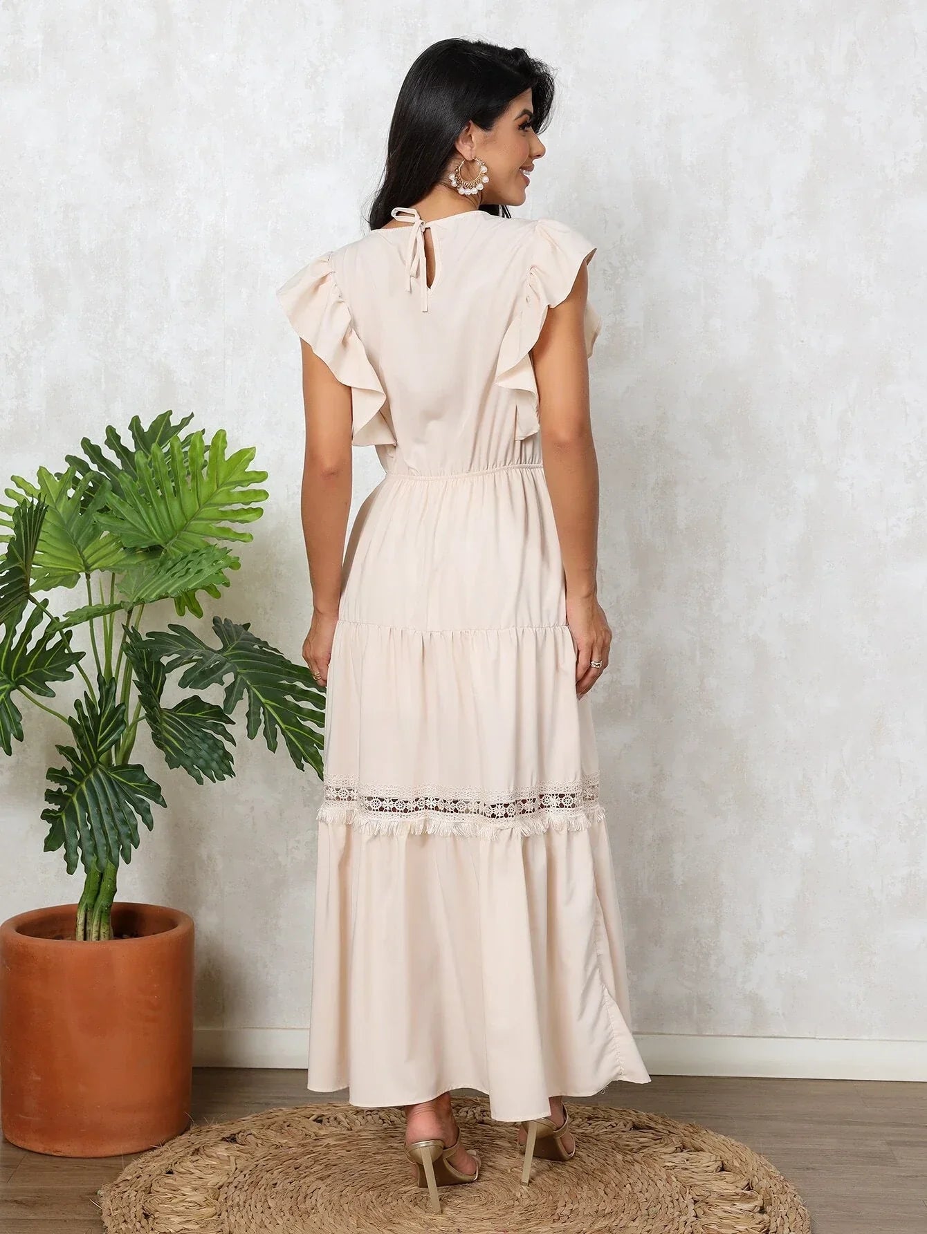Vestido Longo Bainha Com Babado Thaís