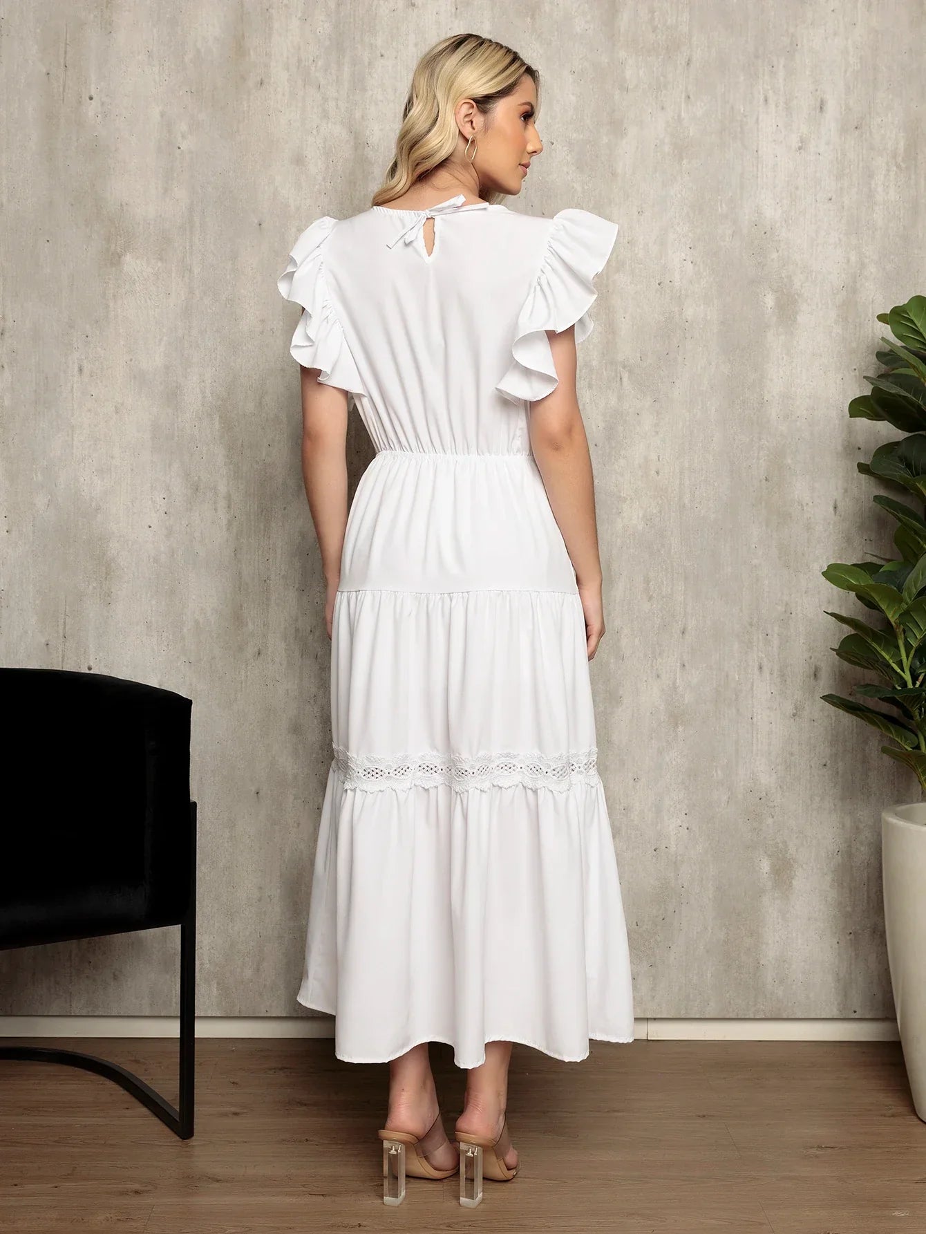 Vestido Longo Bainha Com Babado Thaís