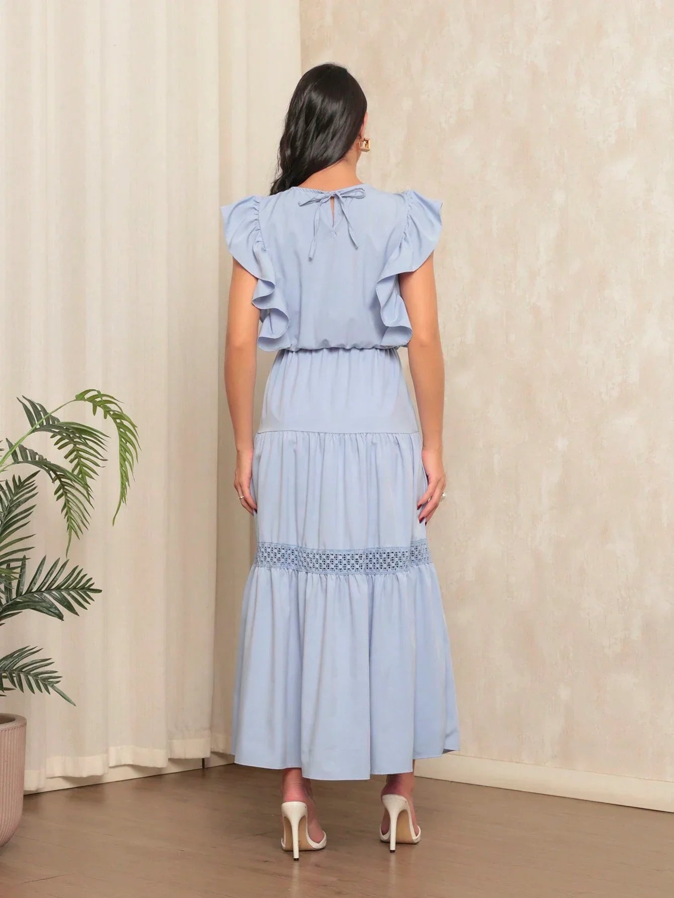 Vestido Longo Bainha Com Babado Thaís