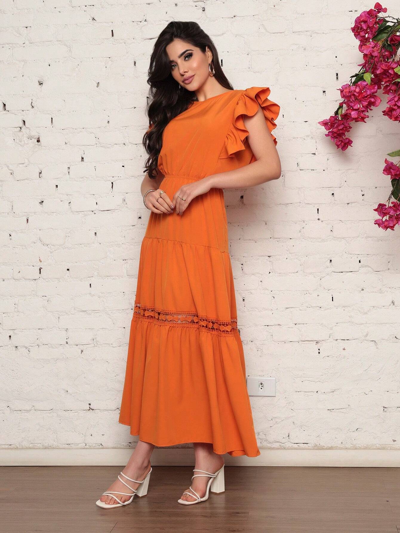Vestido Longo Bainha Com Babado Thaís