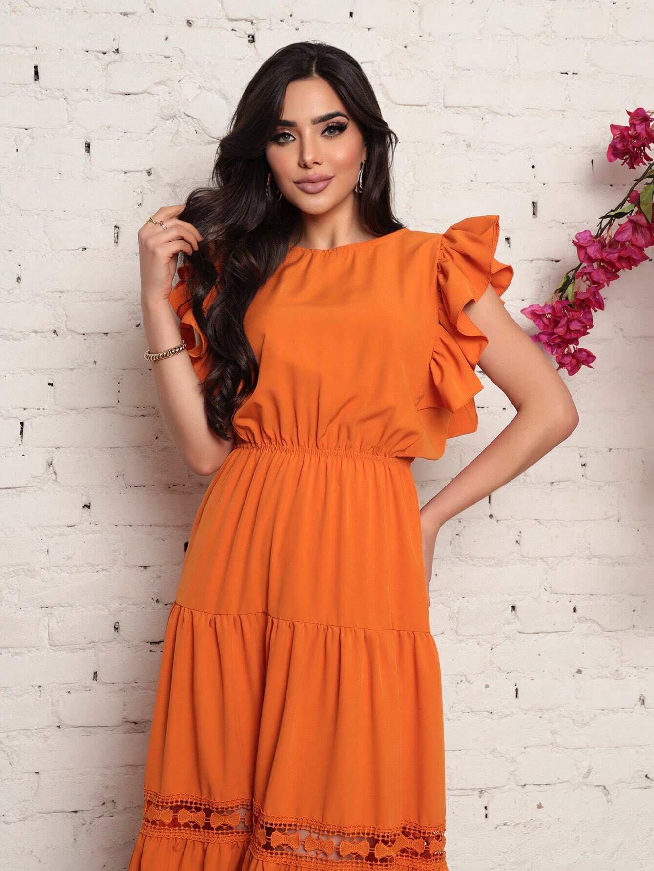 Vestido Longo Bainha Com Babado Thaís