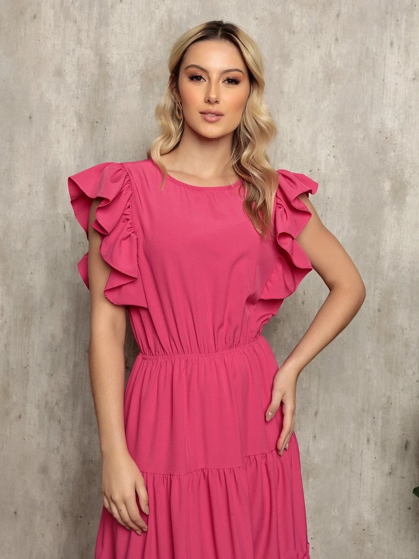 Vestido Longo Bainha Com Babado Thaís