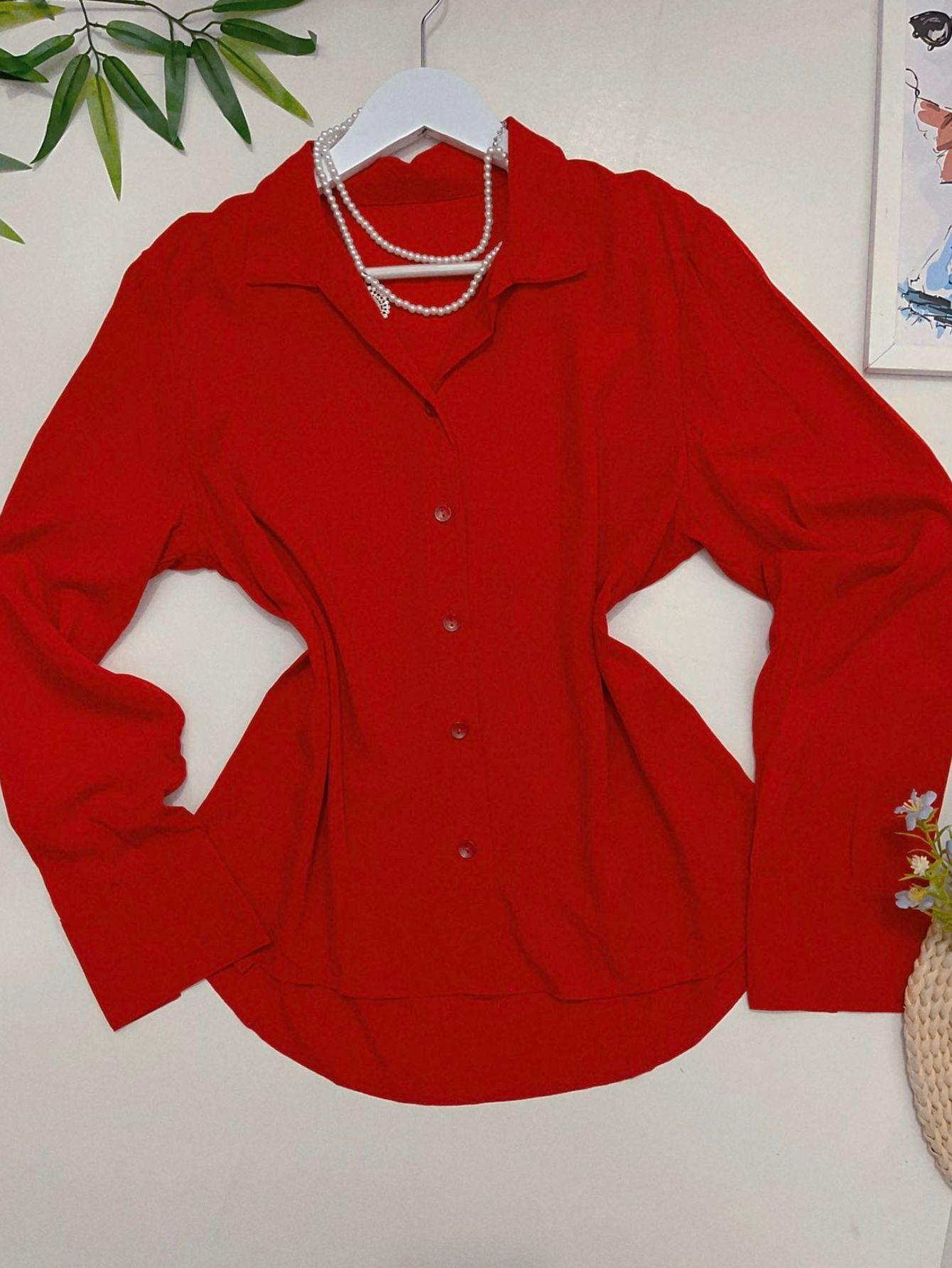 Camisa Social Manga Longa Com Botões Tatiane Vermelho / P
