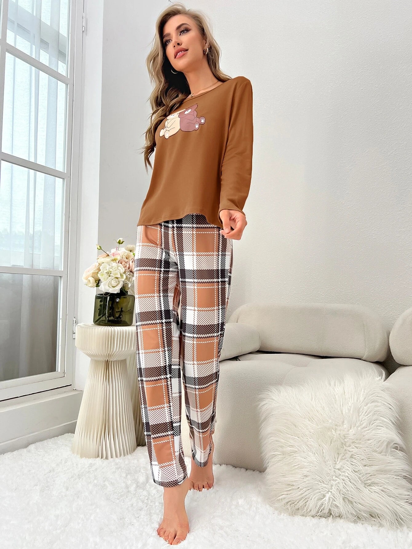 Pijama Longo Urso Xadrez Keylla