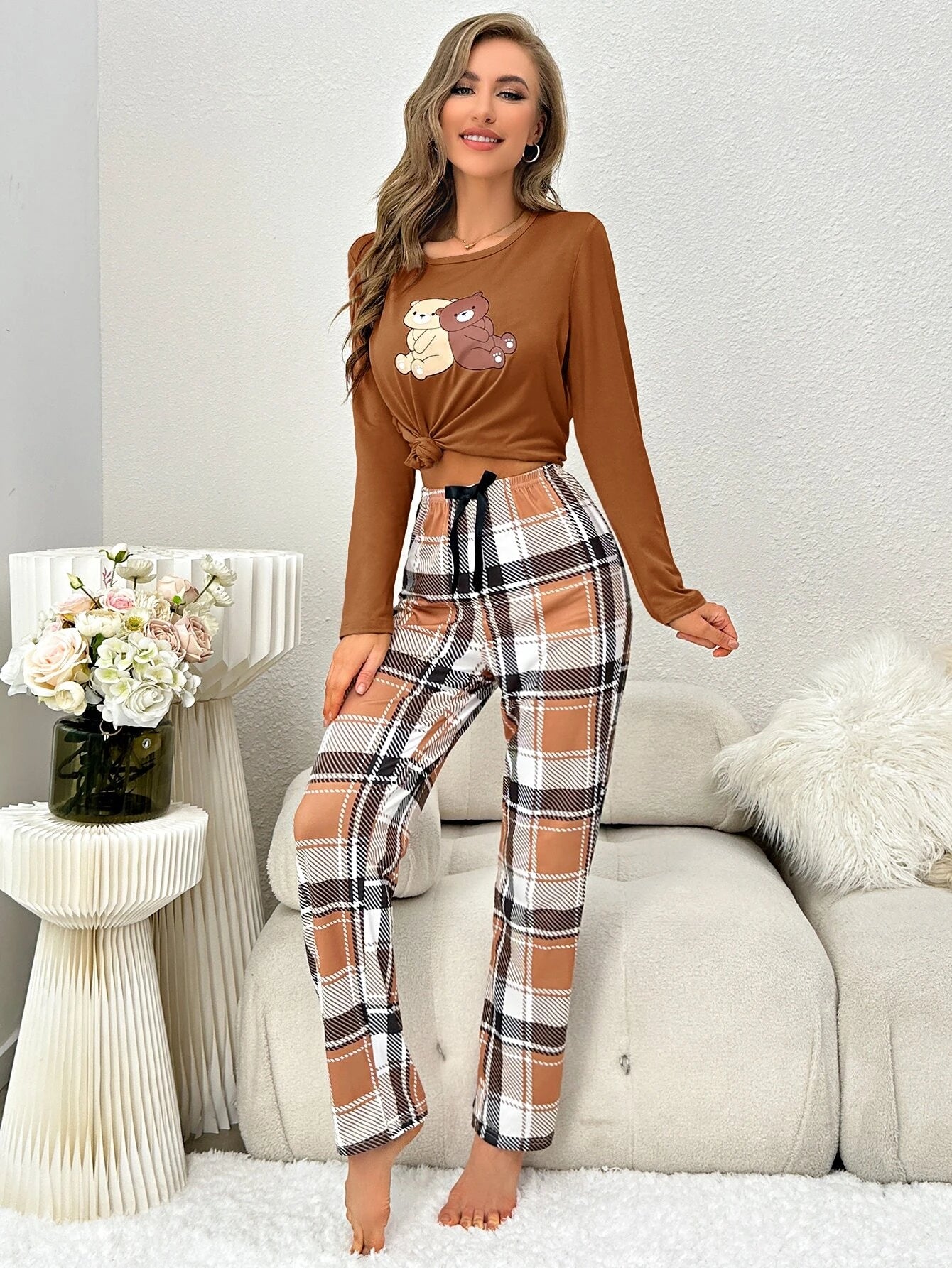 Pijama Longo Urso Xadrez Keylla
