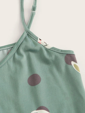 Conjunto de Pijama / Camiseta Alça com Estampa de Coelho Poá e Máscara para os Olhos