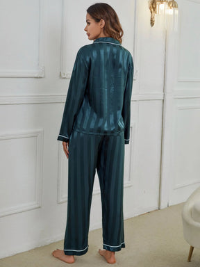 SHEIN Conjunto de pijama de cetim com acabamento em contraste