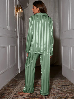 SHEIN Conjunto de pijama de cetim com acabamento em contraste