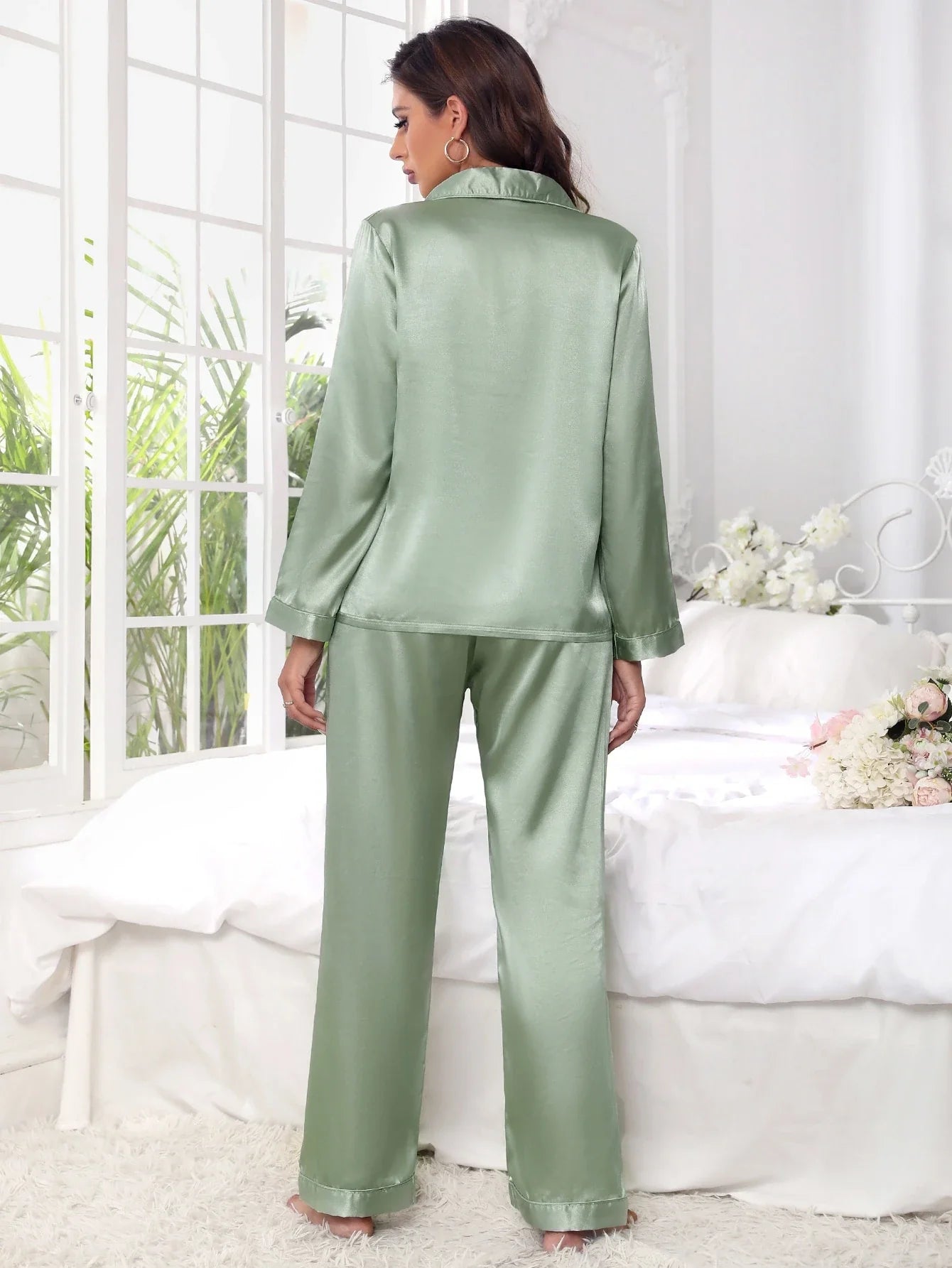 Conjunto de Pijama Feminino Tecido Jacquard Estampa de Animal
