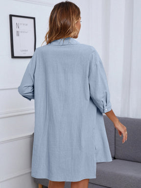 INAWLY Blusa com Bermudas Abotoar Bainha alta baixa