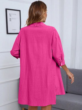INAWLY Blusa com Bermudas Abotoar Bainha alta baixa