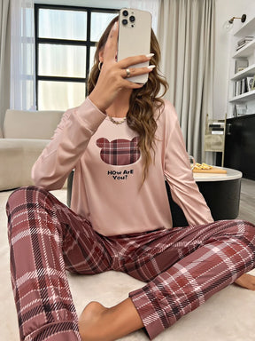 Pijama Longo Urso Xadrez Esmeralda