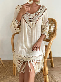 Swim Vcay Capa Tricotada Vazada Feminina, Moda Simples Casual para Férias