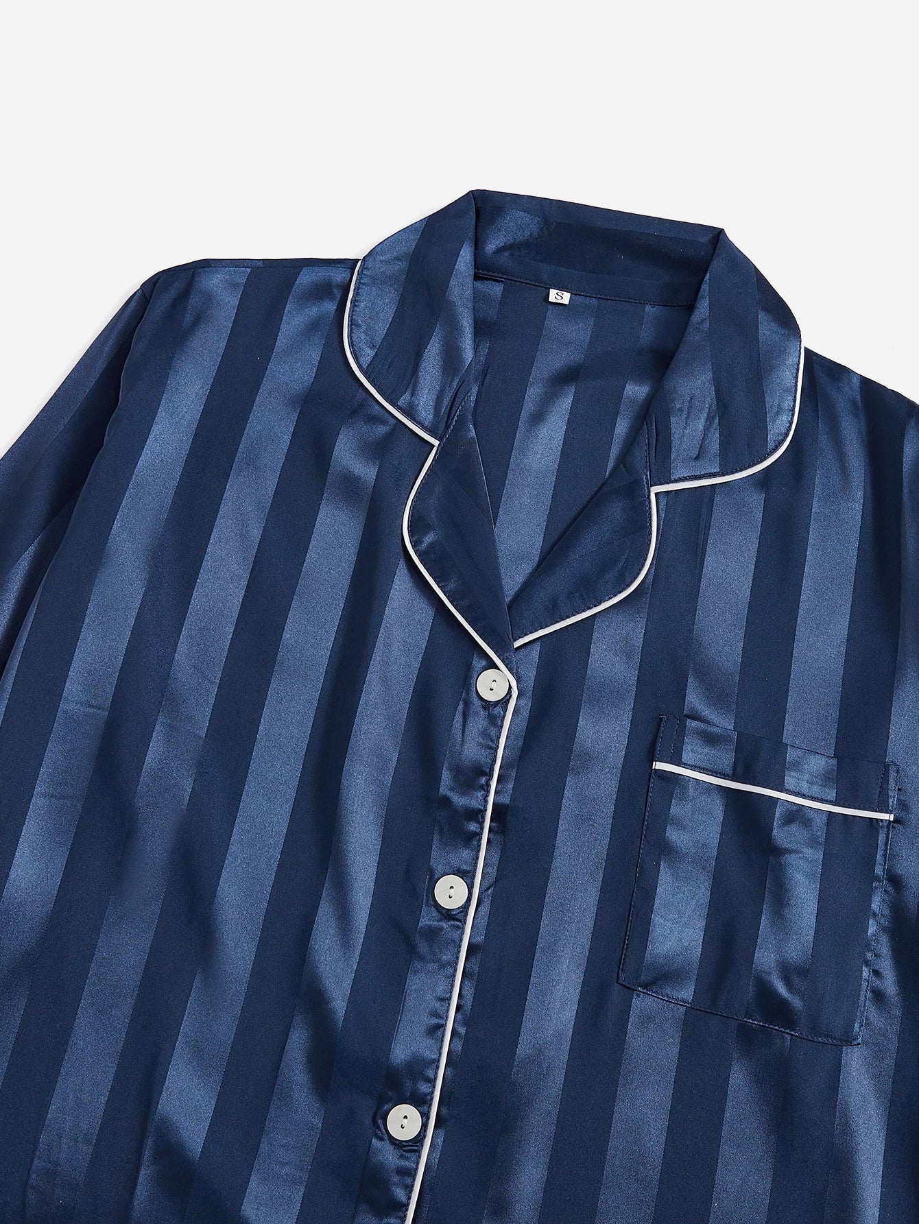 SHEIN Conjunto de pijama de cetim com acabamento em contraste