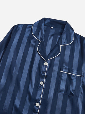 SHEIN Conjunto de pijama de cetim com acabamento em contraste