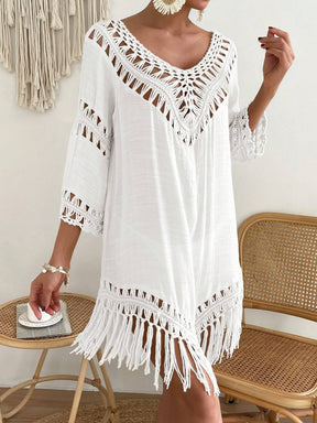 Swim Vcay Capa Tricotada Vazada Feminina, Moda Simples Casual para Férias