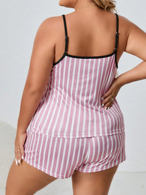 Conjunto de Pijama com Estampa de Listra e Acabamento em Contraste