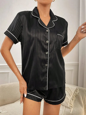 Pijama Curto Listrado Luxo