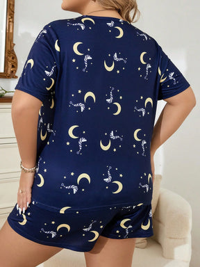 Conjunto de Pijama com Estampa de Lua e Estrela