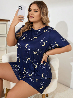 Conjunto de Pijama com Estampa de Lua e Estrela