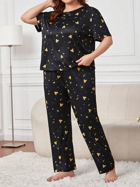 Conjunto de Pijama com Estampa de Coração e Estrela