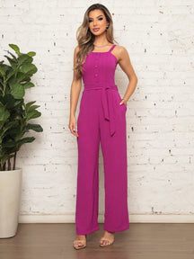 Macacão Longo Plissado De Alçinha Luana Fúcsia / P Feminino