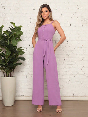Macacão Longo Plissado De Alçinha Luana Lavanda / P Feminino