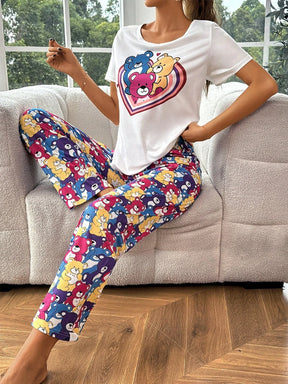 Conjunto de Pijama e Máscara de Olhos com Gráfico de Desenho Animado