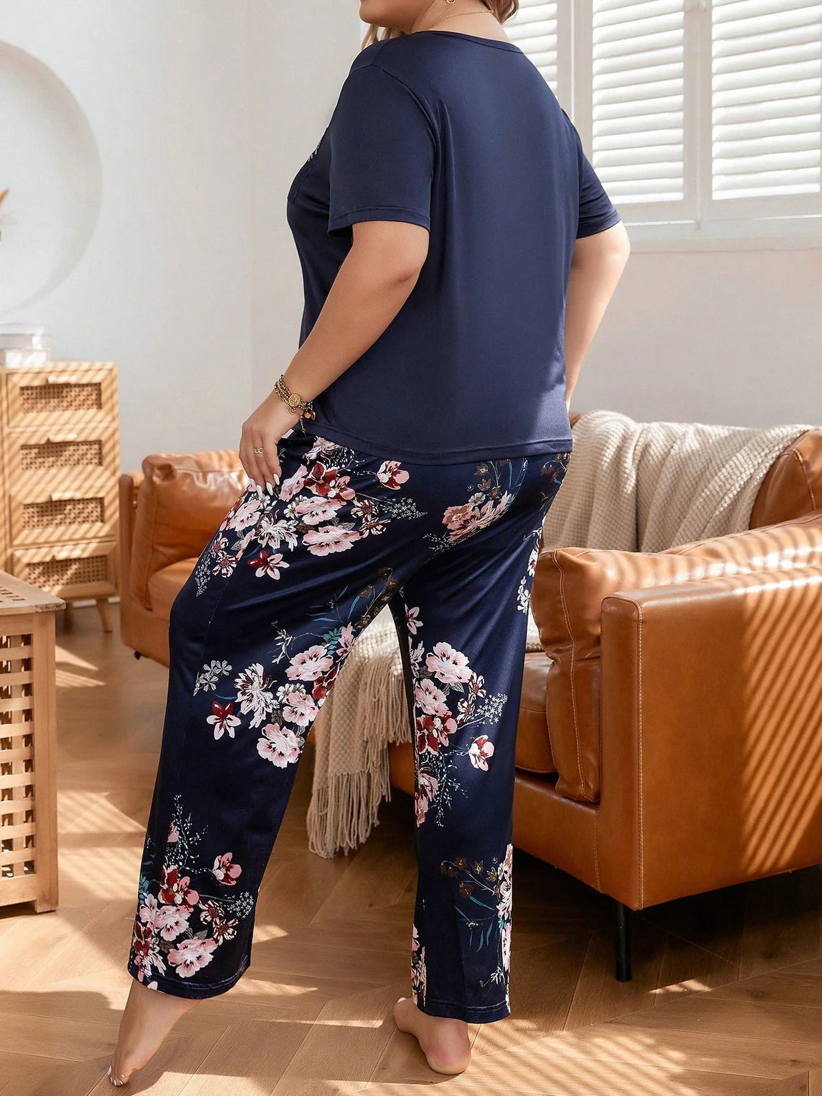 Conjunto de Pijama com Estampa Floral Plus