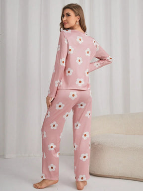 Conjunto de Pijama / Pijama com Estampa Floral de Camiseta e Calça