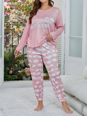 Conjunto De Pijama Plus Size Cloud Print