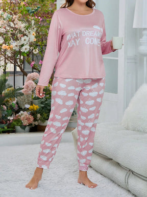 Conjunto De Pijama Plus Size Cloud Print