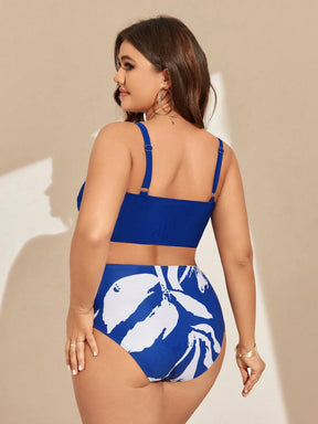 Swim Vcay Conjunto de Maiô Bikini Plus Size de 3 peças para Praia de Verão, Carnaval