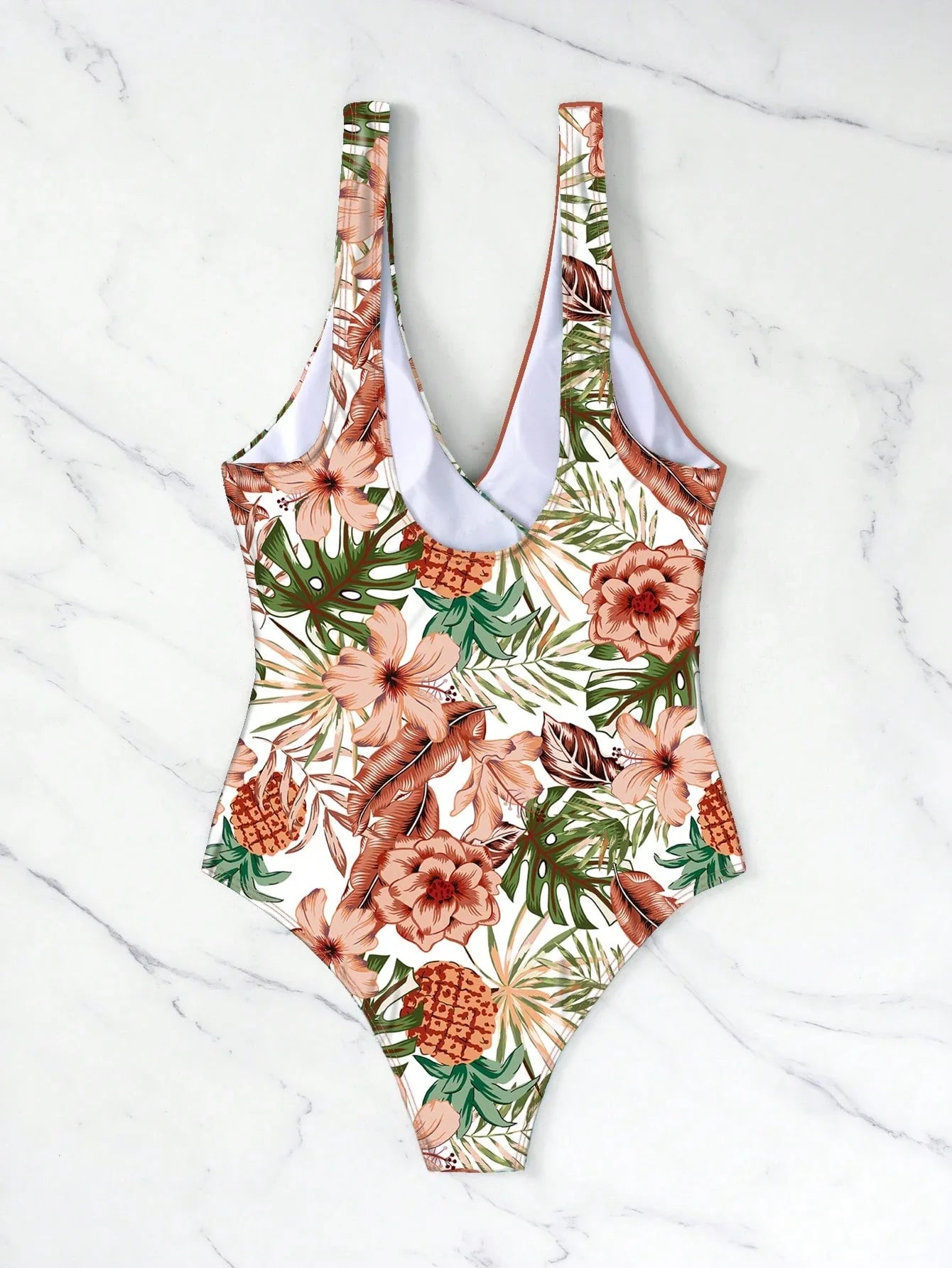 SHEIN Swim Maiô de Peça Única com Alça Destacável, Estampa Aleatória de Verão