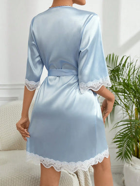 Roupa De Cama Feminina Com Renda De Patchwork E Cor Sólida