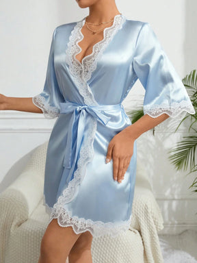 Roupa De Cama Feminina Com Renda De Patchwork E Cor Sólida