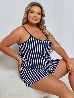 Conjunto de Pijama com Estampa de Listra e Acabamento em Contraste